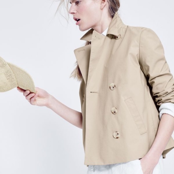 FLAW - J. Crew Poplin Double Breasted Cropped Trench Coat - Picture 11 of 11